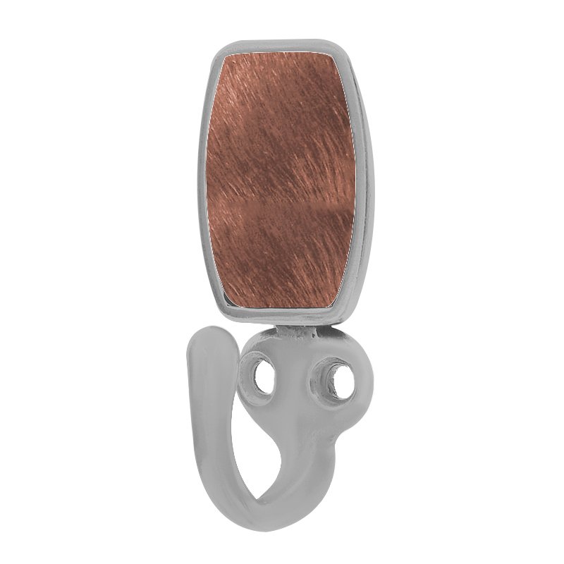 Vicenza Hardware Single Hook with Insert in Satin Nickel with Brown Fur Insert