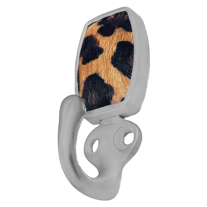 Vicenza Hardware Single Hook with Insert in Satin Nickel with Jaguar Fur Insert