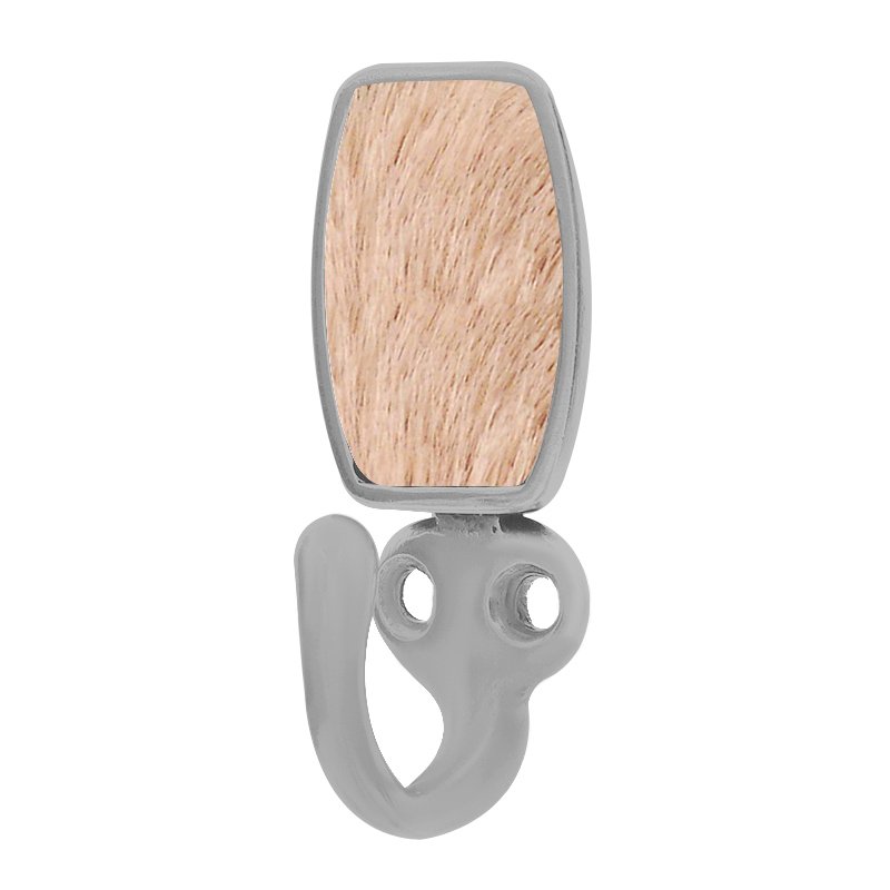 Vicenza Hardware Single Hook with Insert in Satin Nickel with Tan Fur Insert