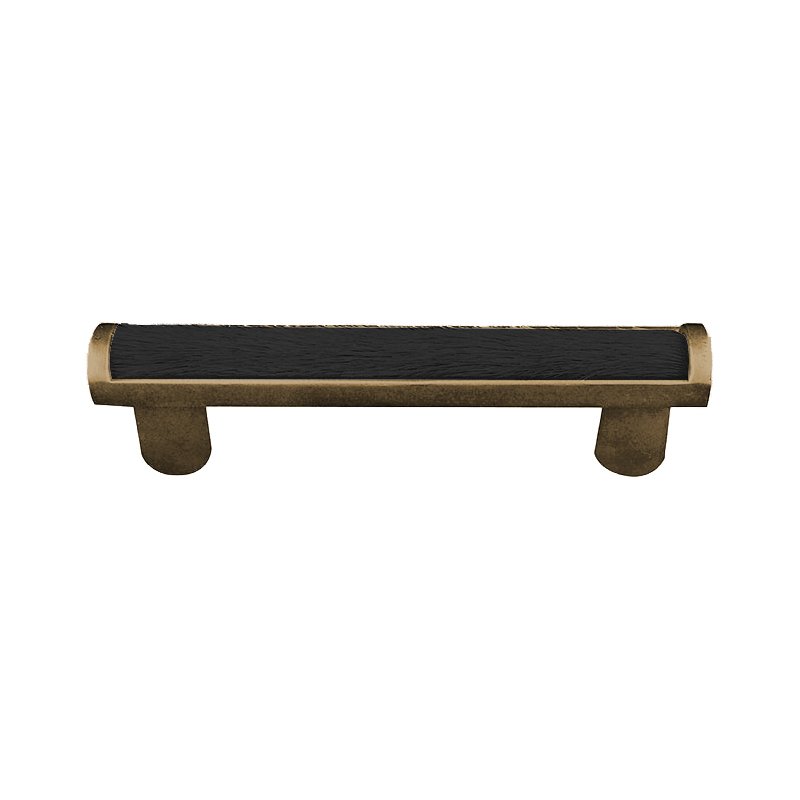 Vicenza Hardware 3" Centers Pull with Insert in Antique Brass with Black Fur Insert