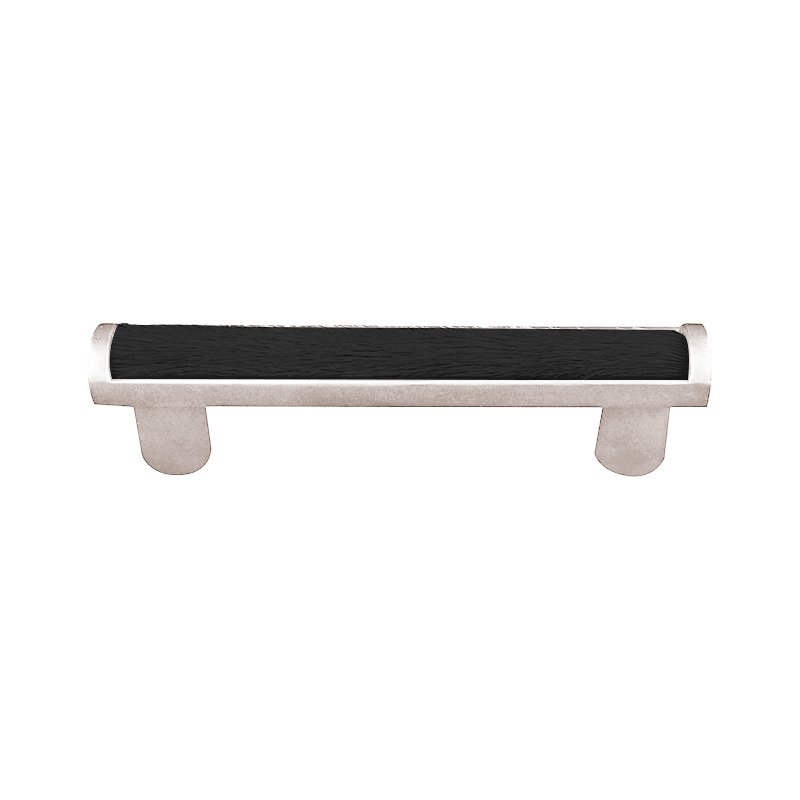 Vicenza Hardware 3" Centers Pull with Insert in Polished Nickel with Black Fur Insert