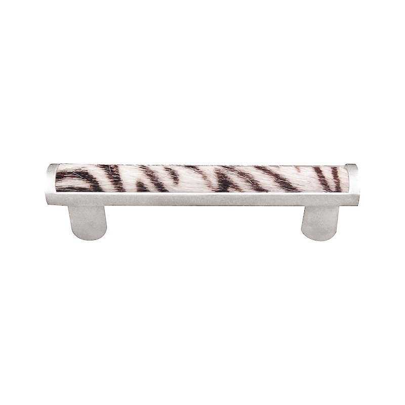 Vicenza Hardware 3" Centers Pull with Insert in Polished Silver with Zebra Fur Insert