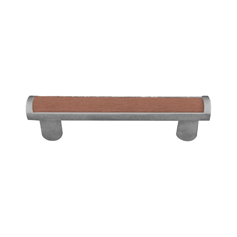 Vicenza Hardware 3" Centers Pull with Insert in Satin Nickel with Brown Fur Insert