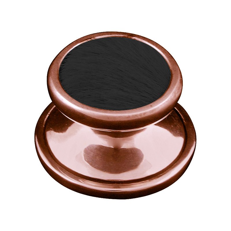 Vicenza Hardware 1 1/4" Knob with Insert in Antique Copper with Black Fur Insert
