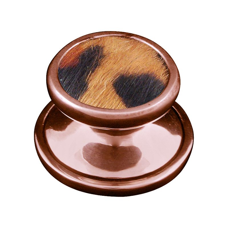 Vicenza Hardware 1 1/4" Knob with Insert in Antique Copper with Jaguar Fur Insert