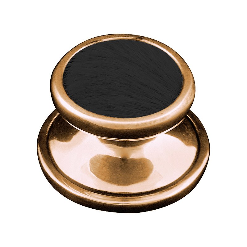 Vicenza Hardware 1 1/4" Knob with Insert in Antique Gold with Black Fur Insert