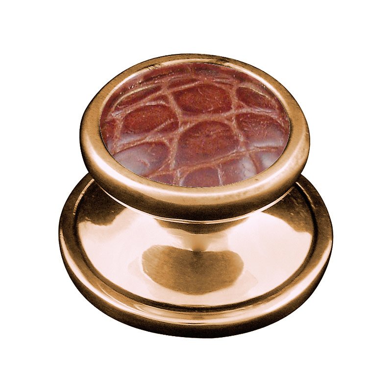 Vicenza Hardware 1 1/4" Knob with Insert in Antique Gold with Pebble Leather Insert