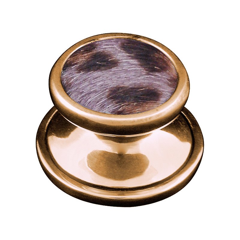 Vicenza Hardware 1 1/4" Knob with Insert in Antique Gold with Gray Fur Insert