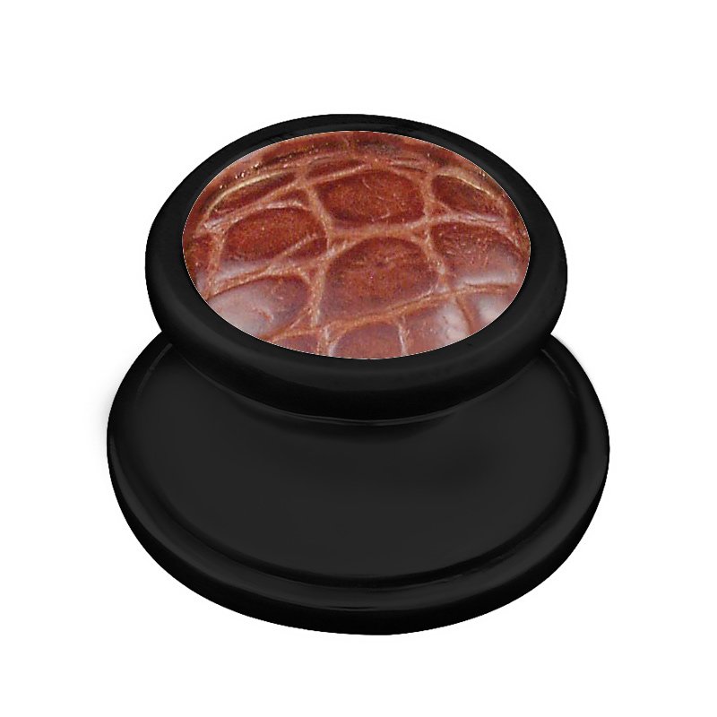 Vicenza Hardware 1 1/4" Knob with Insert in Oil Rubbed Bronze with Pebble Leather Insert