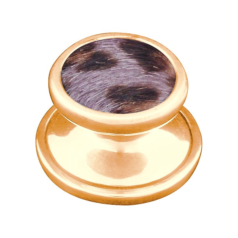 Vicenza Hardware 1 1/4" Knob with Insert in Polished Gold with Gray Fur Insert