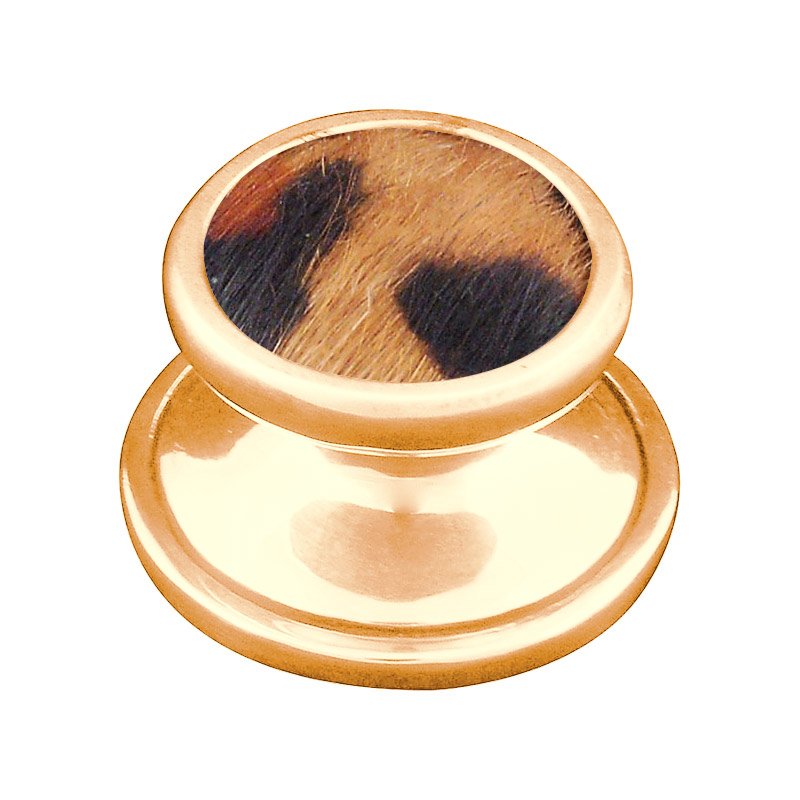 Vicenza Hardware 1 1/4" Knob with Insert in Polished Gold with Jaguar Fur Insert