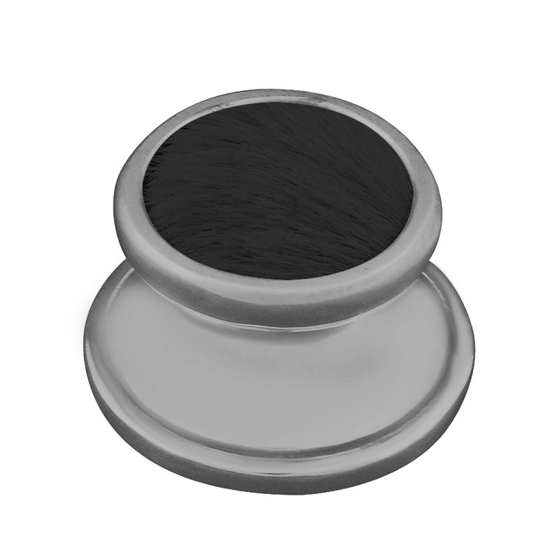 Vicenza Hardware 1 1/4" Knob with Insert in Satin Nickel with Black Fur Insert