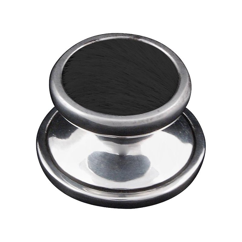 Vicenza Hardware 1 1/4" Knob with Insert in Vintage Pewter with Black Fur Insert