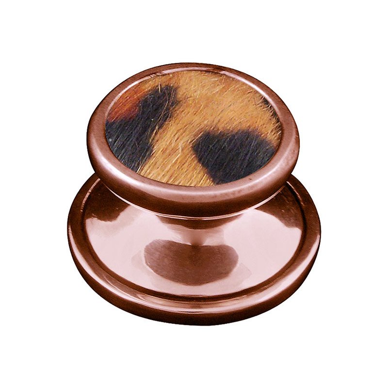 Vicenza Hardware 1" Knob with Insert in Antique Copper with Jaguar Fur Insert
