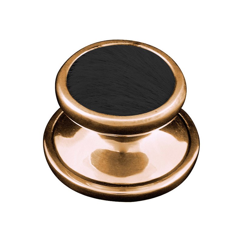 Vicenza Hardware 1" Knob with Insert in Antique Gold with Black Fur Insert