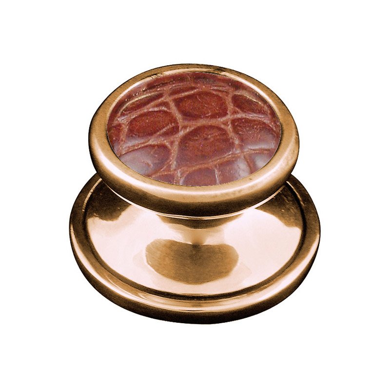 Vicenza Hardware 1" Knob with Insert in Antique Gold with Pebble Leather Insert