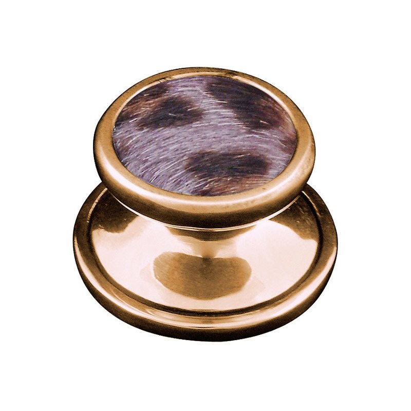 Vicenza Hardware 1" Knob with Insert in Antique Gold with Gray Fur Insert