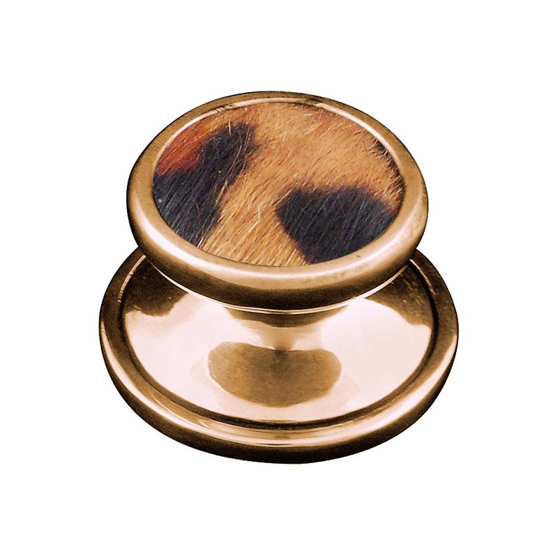 Vicenza Hardware 1" Knob with Insert in Antique Gold with Jaguar Fur Insert