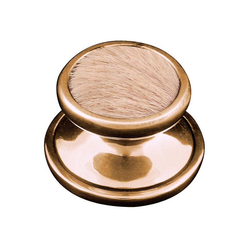 Vicenza Hardware 1" Knob with Insert in Antique Gold with Tan Fur Insert
