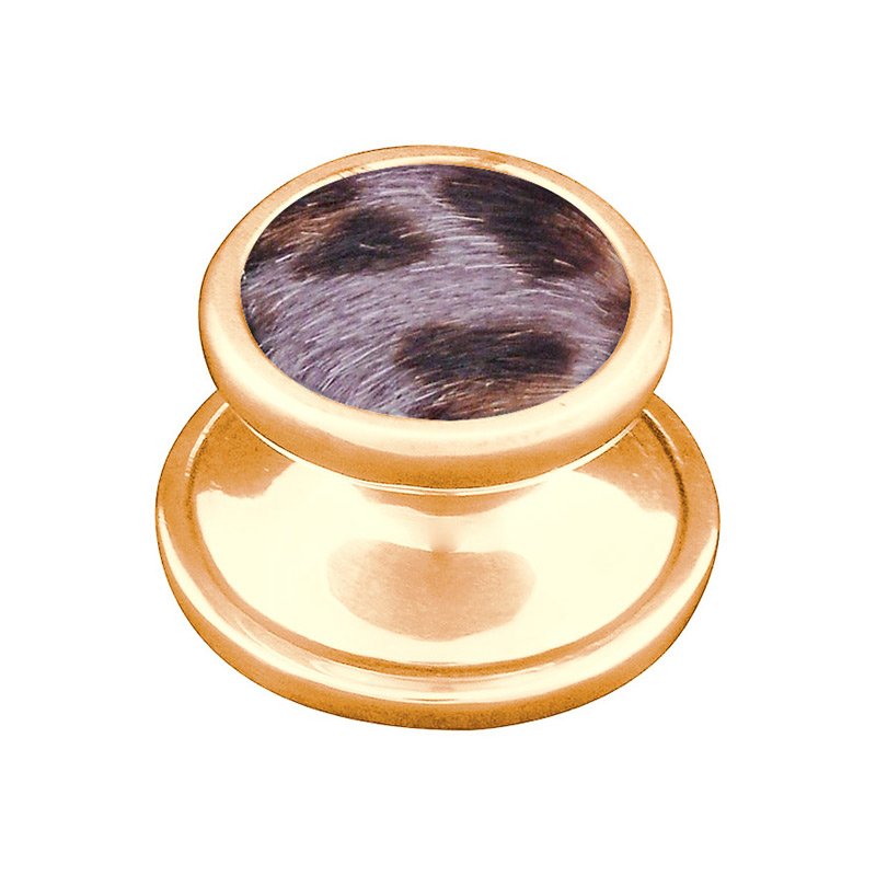 Vicenza Hardware 1" Knob with Insert in Polished Gold with Gray Fur Insert