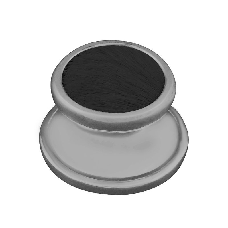 Vicenza Hardware 1" Knob with Insert in Satin Nickel with Black Fur Insert