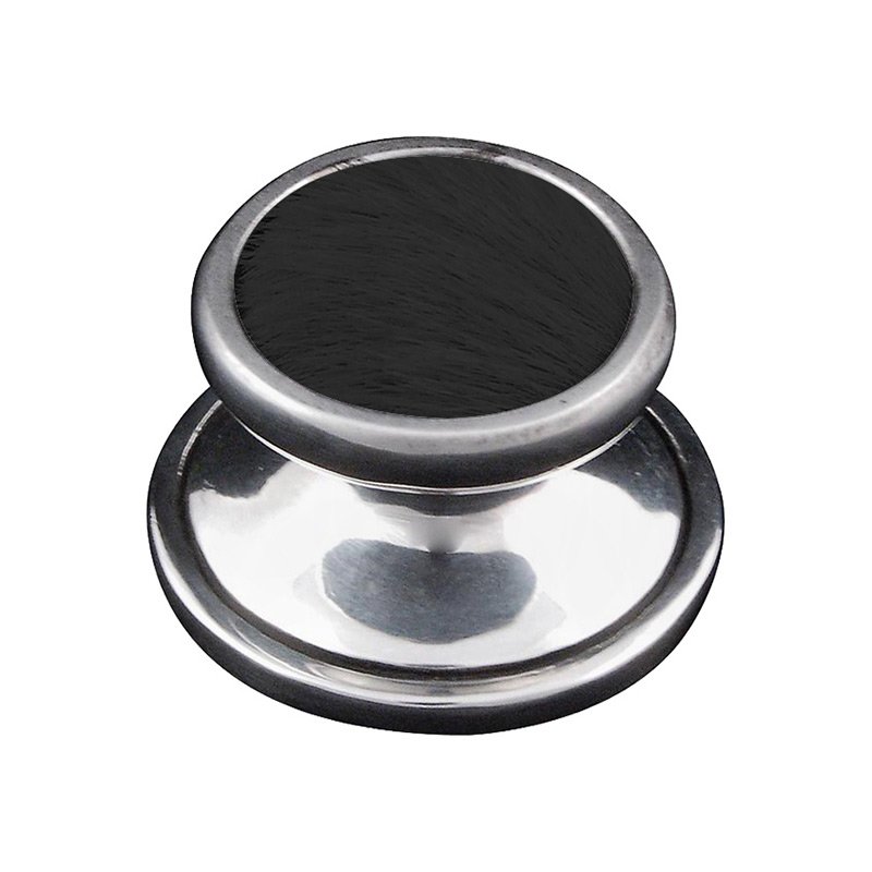 Vicenza Hardware 1" Knob with Insert in Vintage Pewter with Black Fur Insert