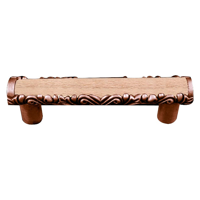 Vicenza Hardware 3" Centers Pull with Insert in Antique Copper with Tan Fur Insert