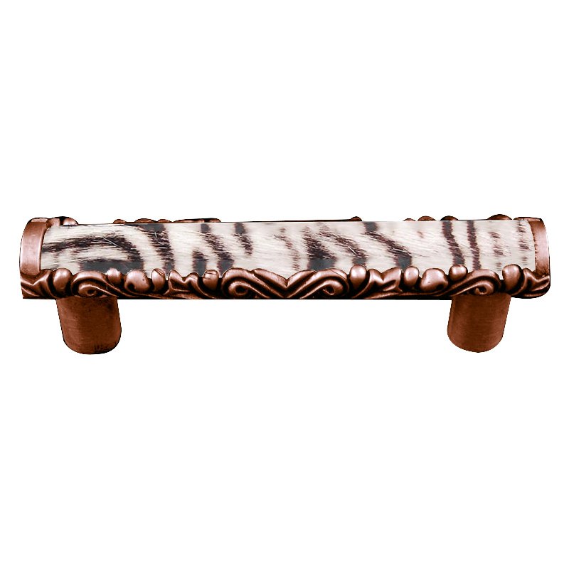 Vicenza Hardware 3" Centers Pull with Insert in Antique Copper with Zebra Fur Insert