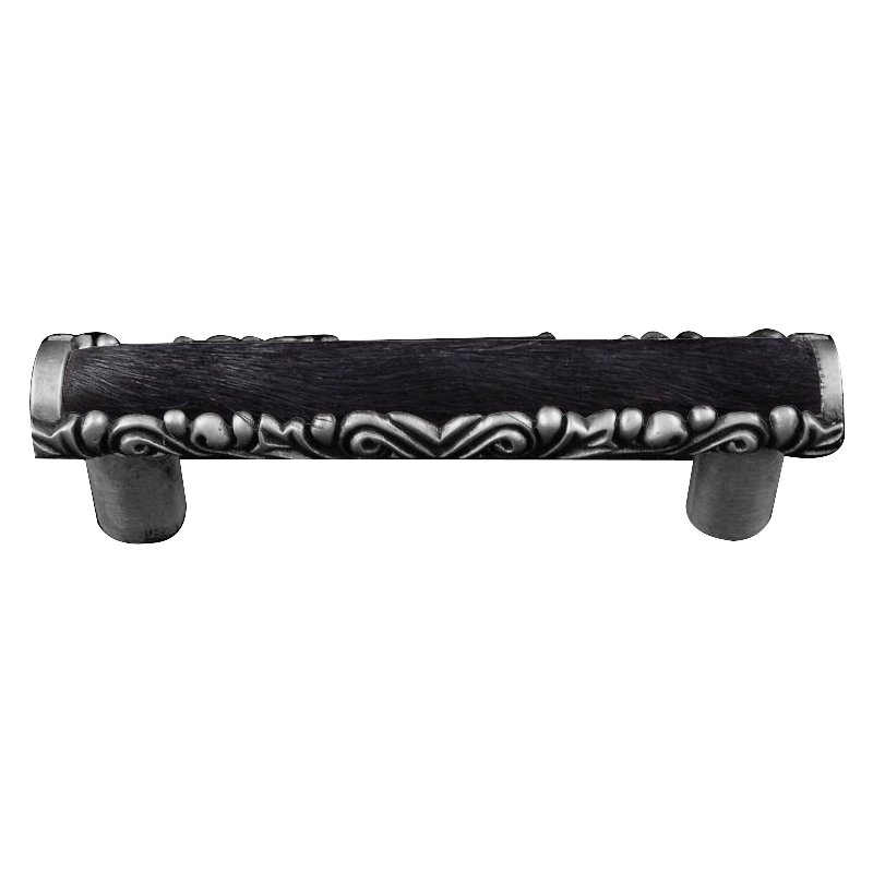 Vicenza Hardware 3" Centers Pull with Insert in Antique Nickel with Black Fur Insert