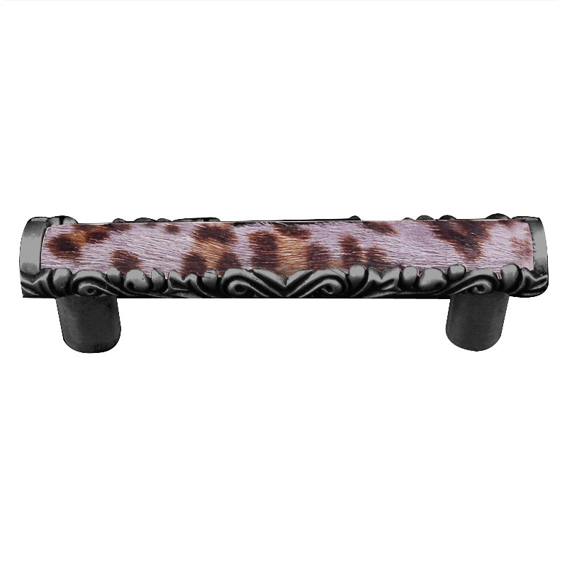 Vicenza Hardware 3" Centers Pull with Insert in Gunmetal with Gray Fur Insert