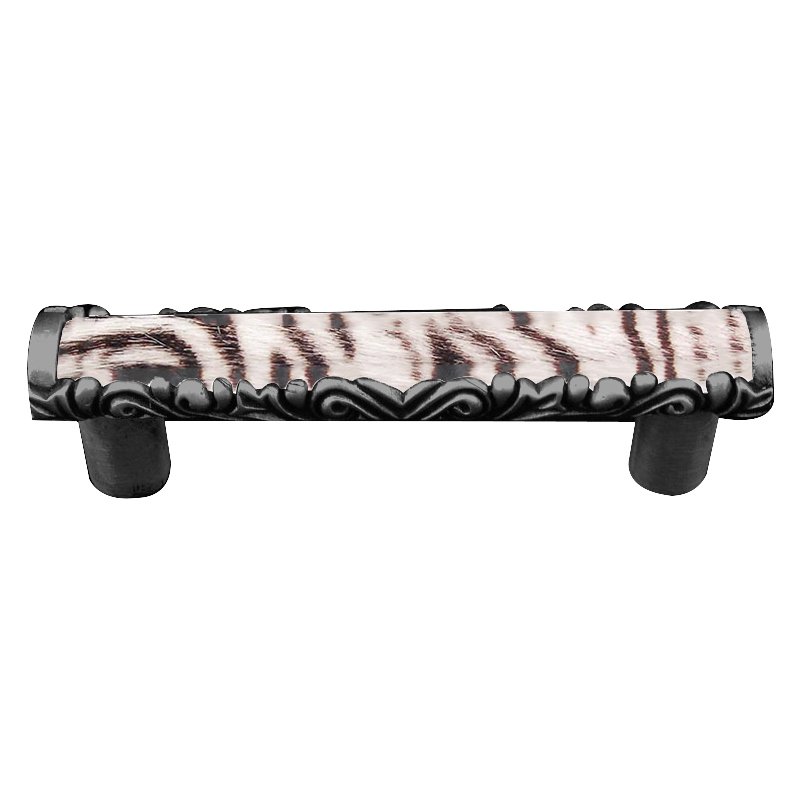Vicenza Hardware 3" Centers Pull with Insert in Gunmetal with Zebra Fur Insert