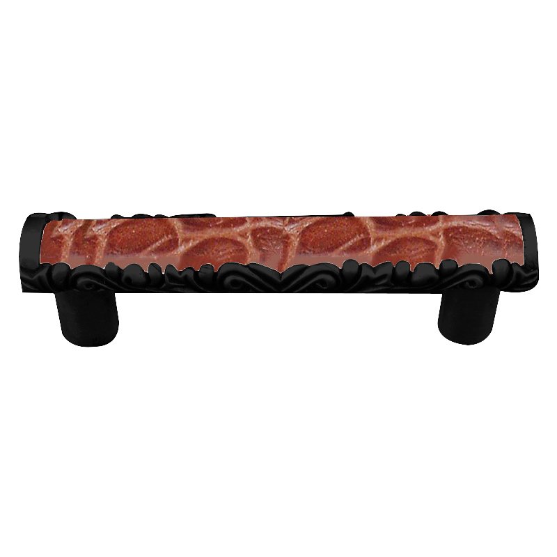 Vicenza Hardware 3" Centers Pull with Insert in Oil Rubbed Bronze with Pebble Leather Insert