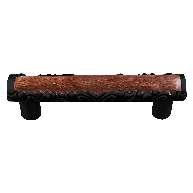 Vicenza Hardware 3" Centers Pull with Insert in Oil Rubbed Bronze with Brown Fur Insert