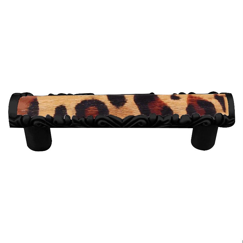 Vicenza Hardware 3" Centers Pull with Insert in Oil Rubbed Bronze with Jaguar Fur Insert