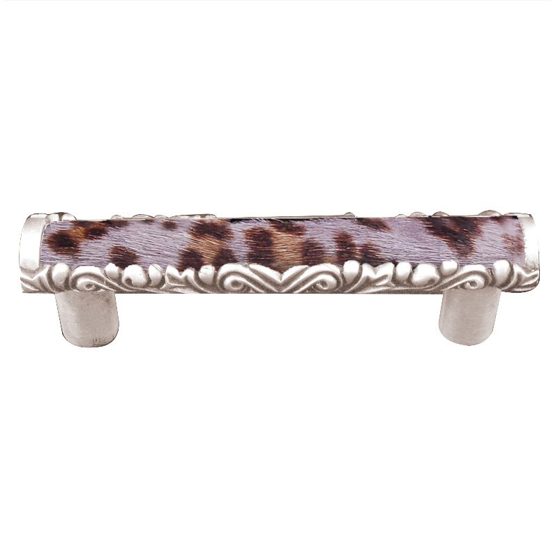 Vicenza Hardware 3" Centers Pull with Insert in Polished Nickel with Gray Fur Insert