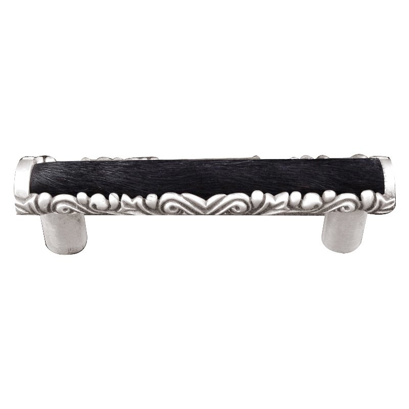 Vicenza Hardware 3" Centers Pull with Insert in Polished Silver with Black Fur Insert