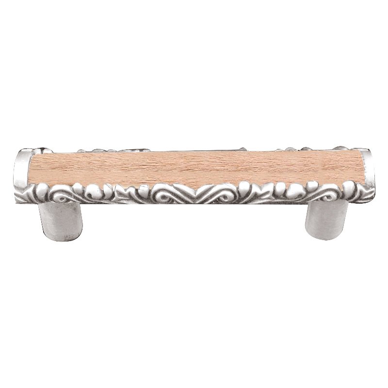 Vicenza Hardware 3" Centers Pull with Insert in Polished Silver with Tan Fur Insert