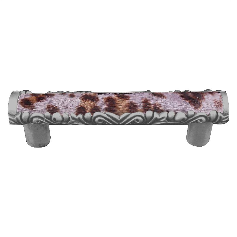 Vicenza Hardware 3" Centers Pull with Insert in Satin Nickel with Gray Fur Insert
