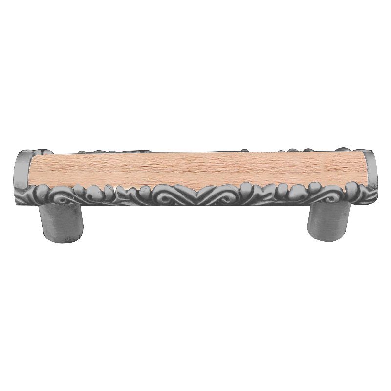 Vicenza Hardware 3" Centers Pull with Insert in Satin Nickel with Tan Fur Insert