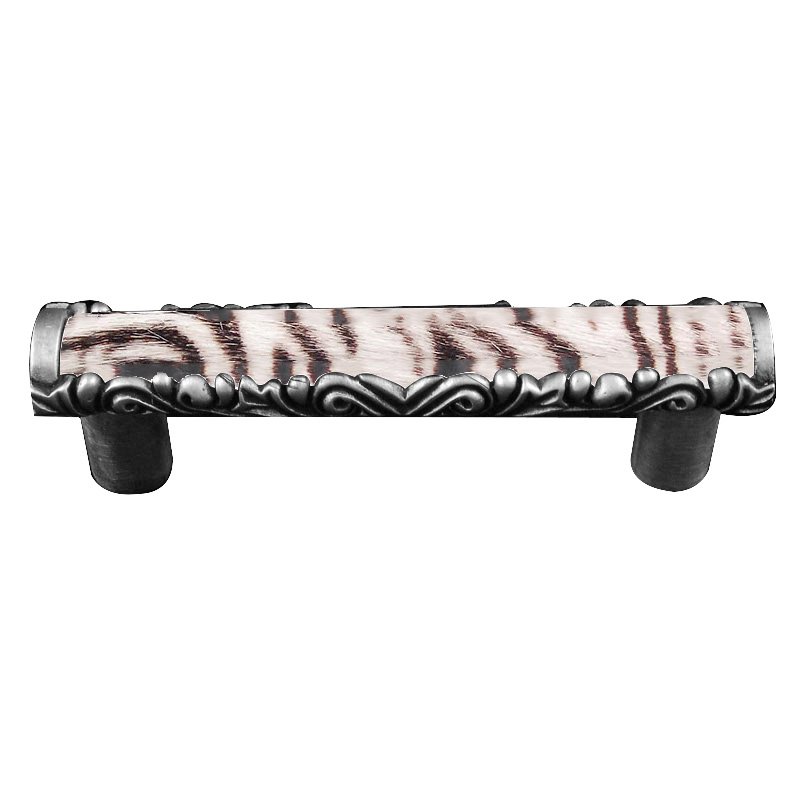 Vicenza Hardware 3" Centers Pull with Insert in Vintage Pewter with Zebra Fur Insert