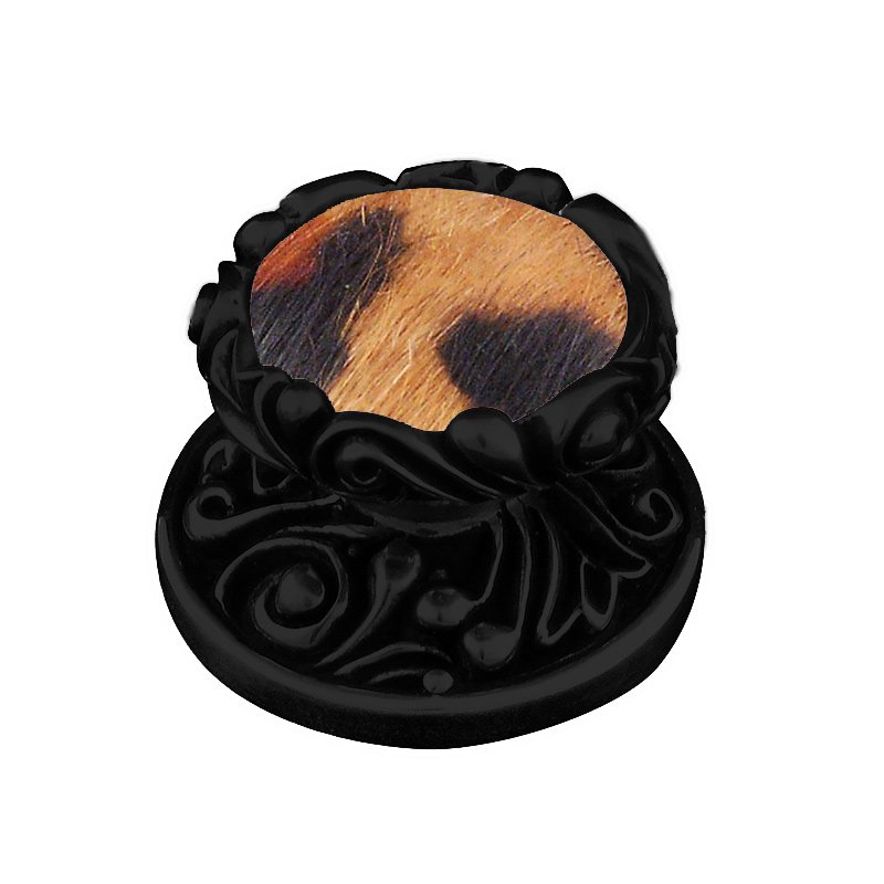 Vicenza Hardware 1 1/4" Knob with Insert in Oil Rubbed Bronze with Jaguar Fur Insert