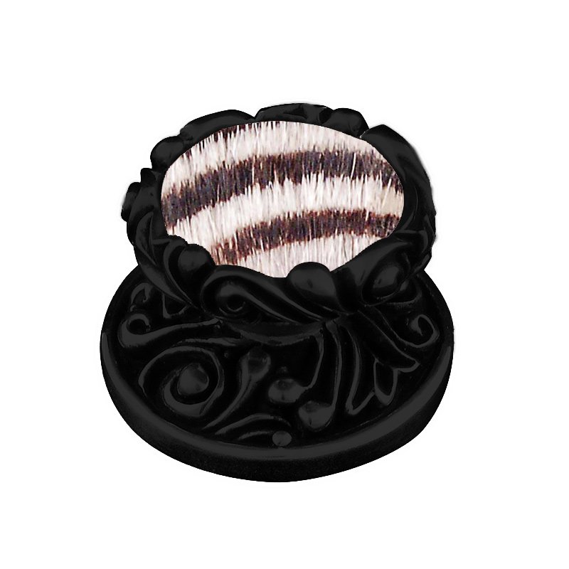Vicenza Hardware 1 1/4" Knob with Insert in Oil Rubbed Bronze with Zebra Fur Insert
