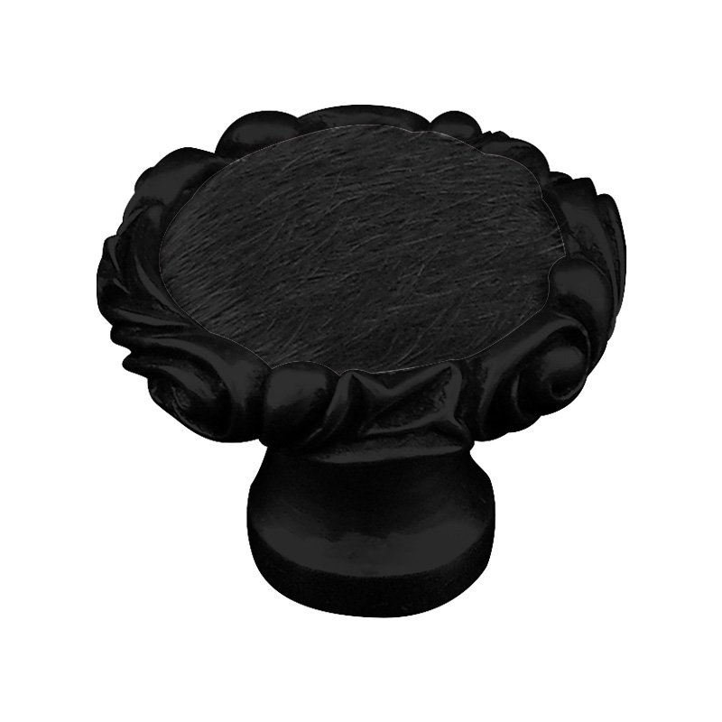 Vicenza Hardware 1 1/4" Knob with Small Base and Insert in Oil Rubbed Bronze with Black Fur Insert