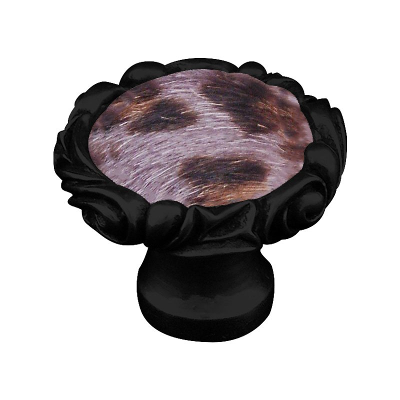 Vicenza Hardware 1 1/4" Knob with Small Base and Insert in Oil Rubbed Bronze with Gray Fur Insert