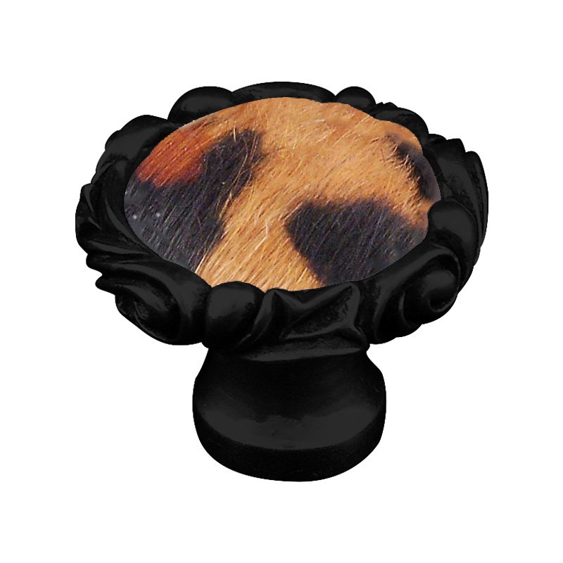 Vicenza Hardware 1 1/4" Knob with Small Base and Insert in Oil Rubbed Bronze with Jaguar Fur Insert
