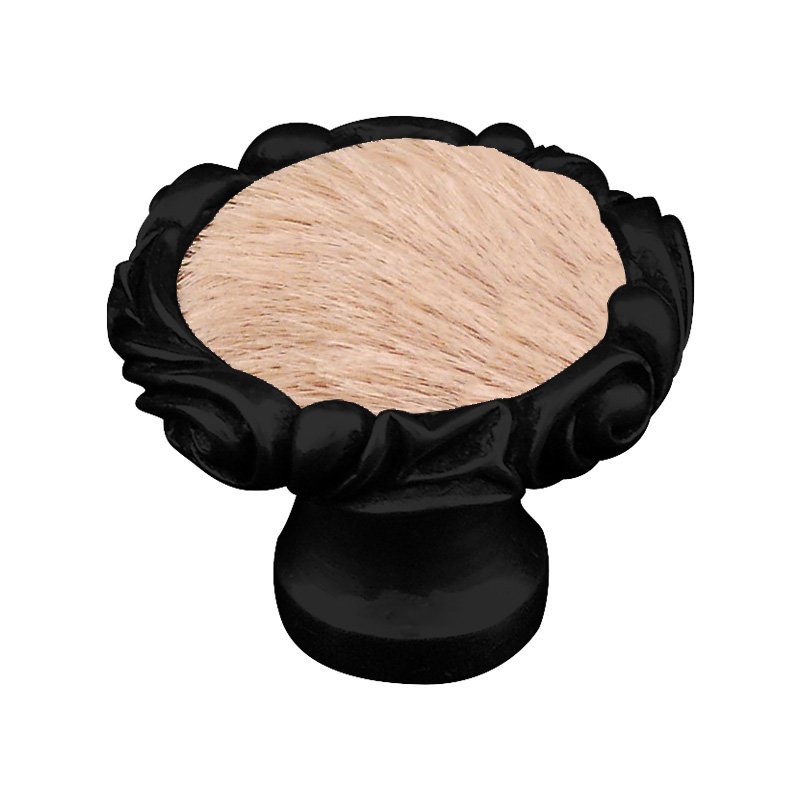 Vicenza Hardware 1 1/4" Knob with Small Base and Insert in Oil Rubbed Bronze with Tan Fur Insert