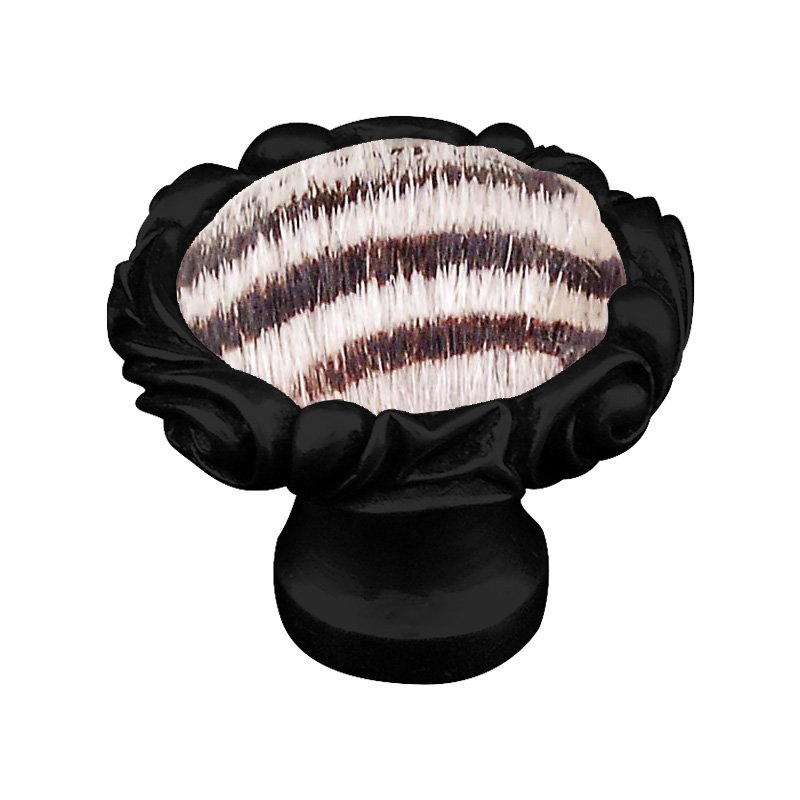 Vicenza Hardware 1 1/4" Knob with Small Base and Insert in Oil Rubbed Bronze with Zebra Fur Insert