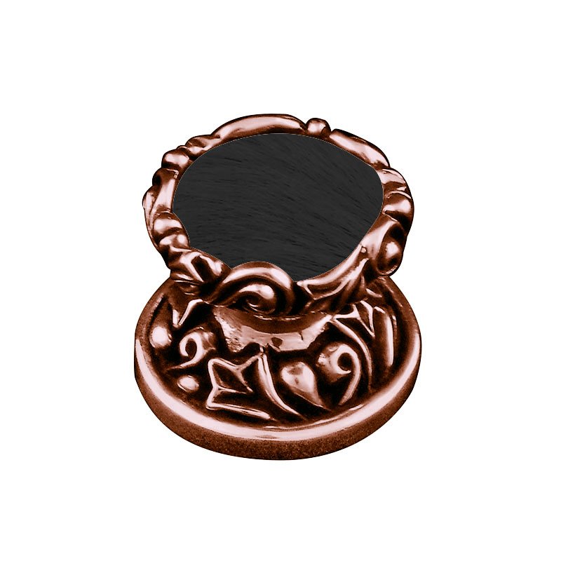 Vicenza Hardware 1" Knob with Insert in Antique Copper with Black Fur Insert
