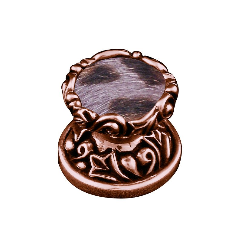 Vicenza Hardware 1" Knob with Insert in Antique Copper with Gray Fur Insert