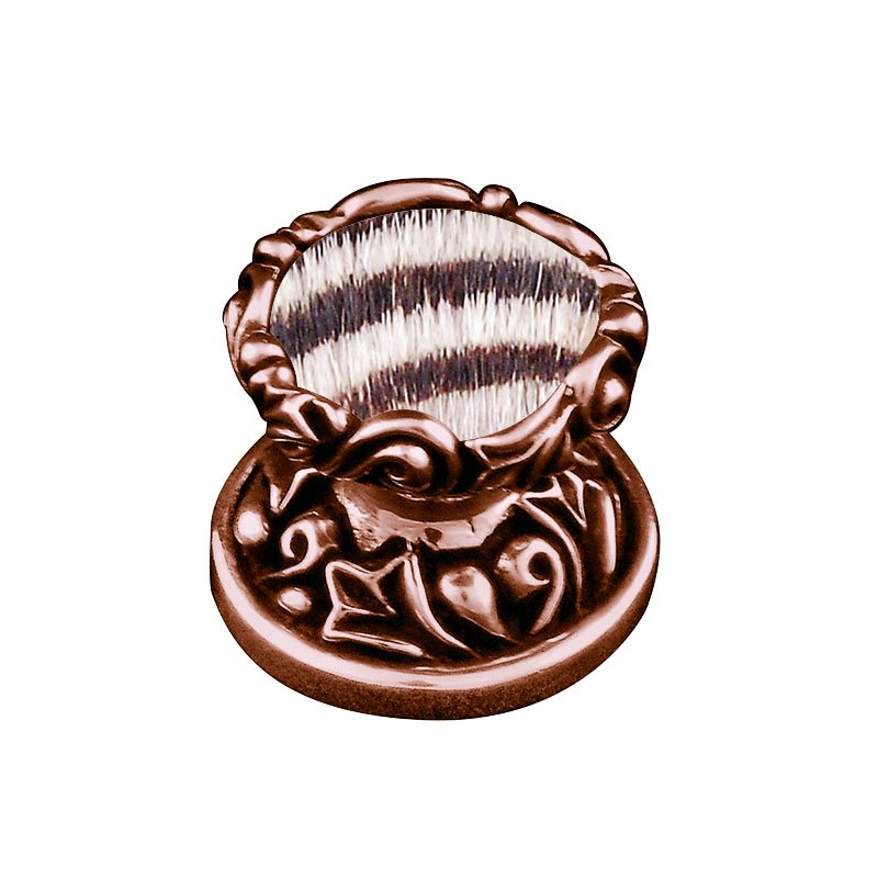 Vicenza Hardware 1" Knob with Insert in Antique Copper with Zebra Fur Insert